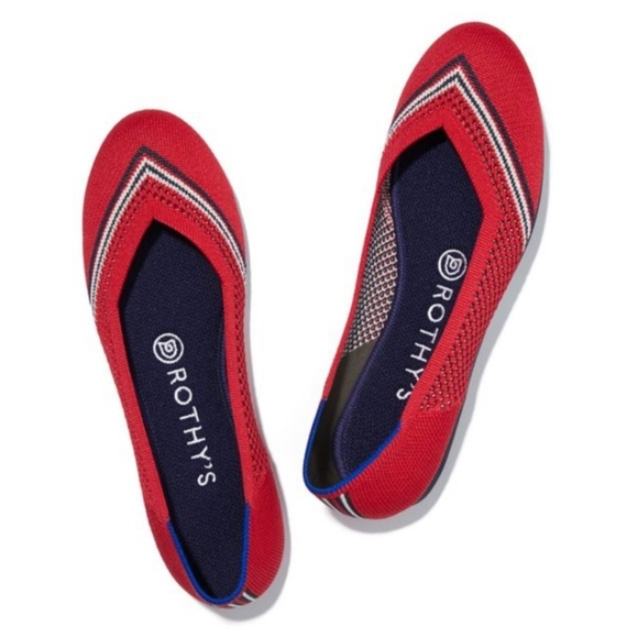 Rothy's Shoes - Rothy's The Flat Red Stripe Cherry 9.5 like new